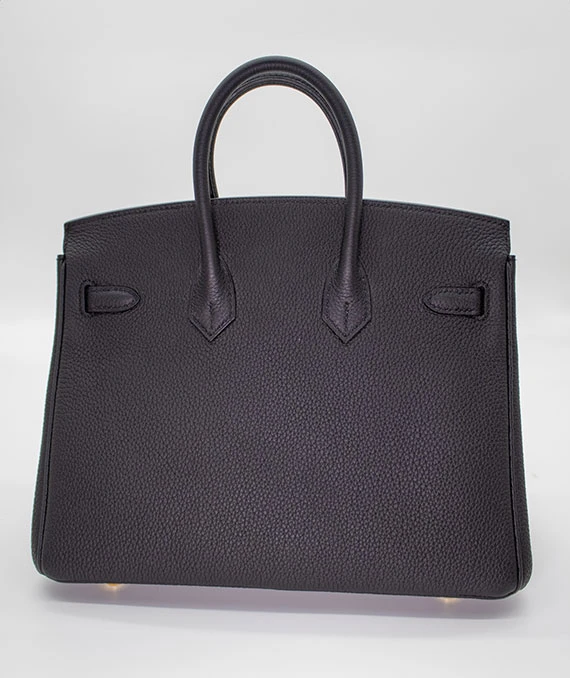 Hermes Birkin (Stamp U) Size 25 Togo Leather handbag in Black with Gold Hardware Brand New Year 2022