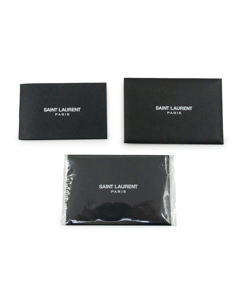 Saint Laurent Black Shine Croc Embossed Leather Medium Uptown Pouch
