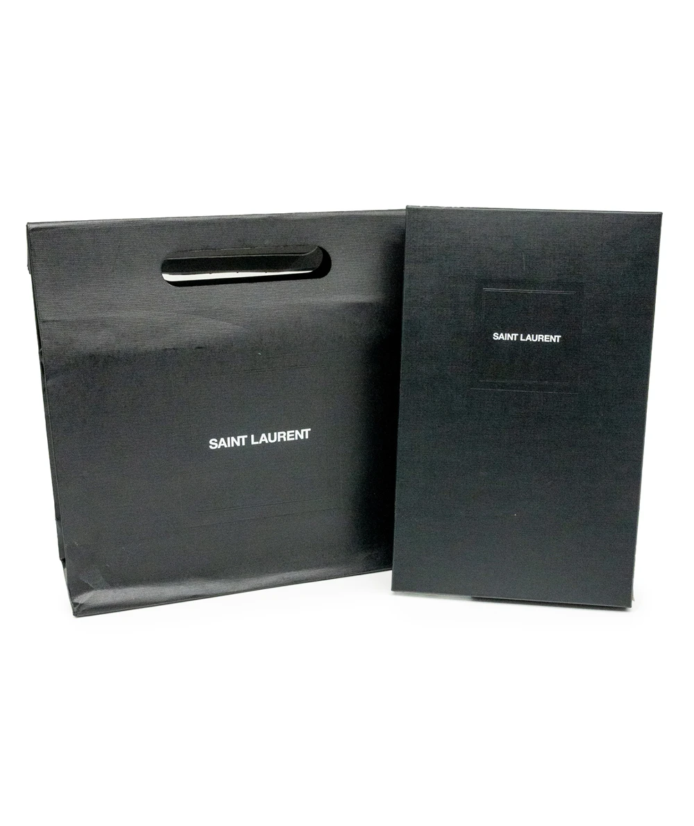 Saint Laurent Black Shine Croc Embossed Leather Medium Uptown Pouch