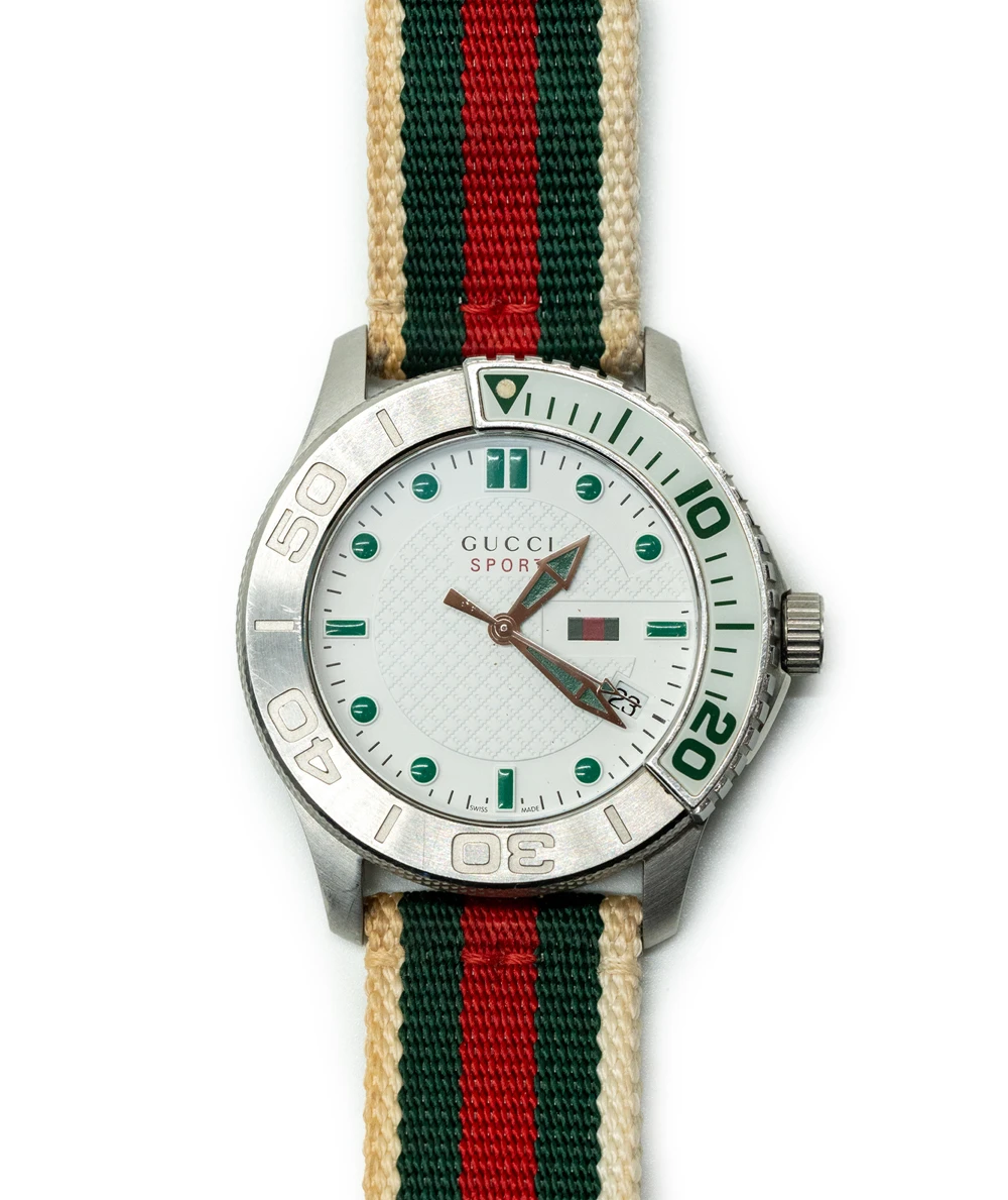 Gucci 44mm White Dial G-Timeless YA126231 Stainless Steel / Nylon Quartz Watch