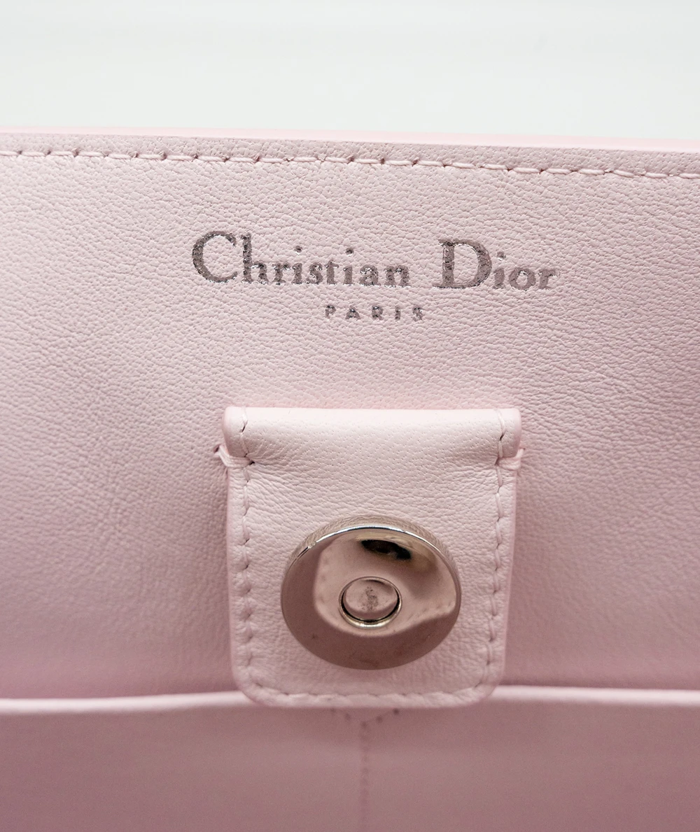 Dior Tri Color (Pink, Yellow, Black) Calfskin Leather Medium Diorissimo Pocket Tote Bag