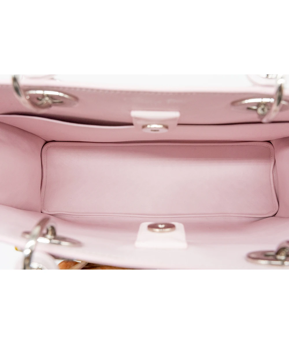 Dior Tri Color (Pink, Yellow, Black) Calfskin Leather Medium Diorissimo Pocket Tote Bag