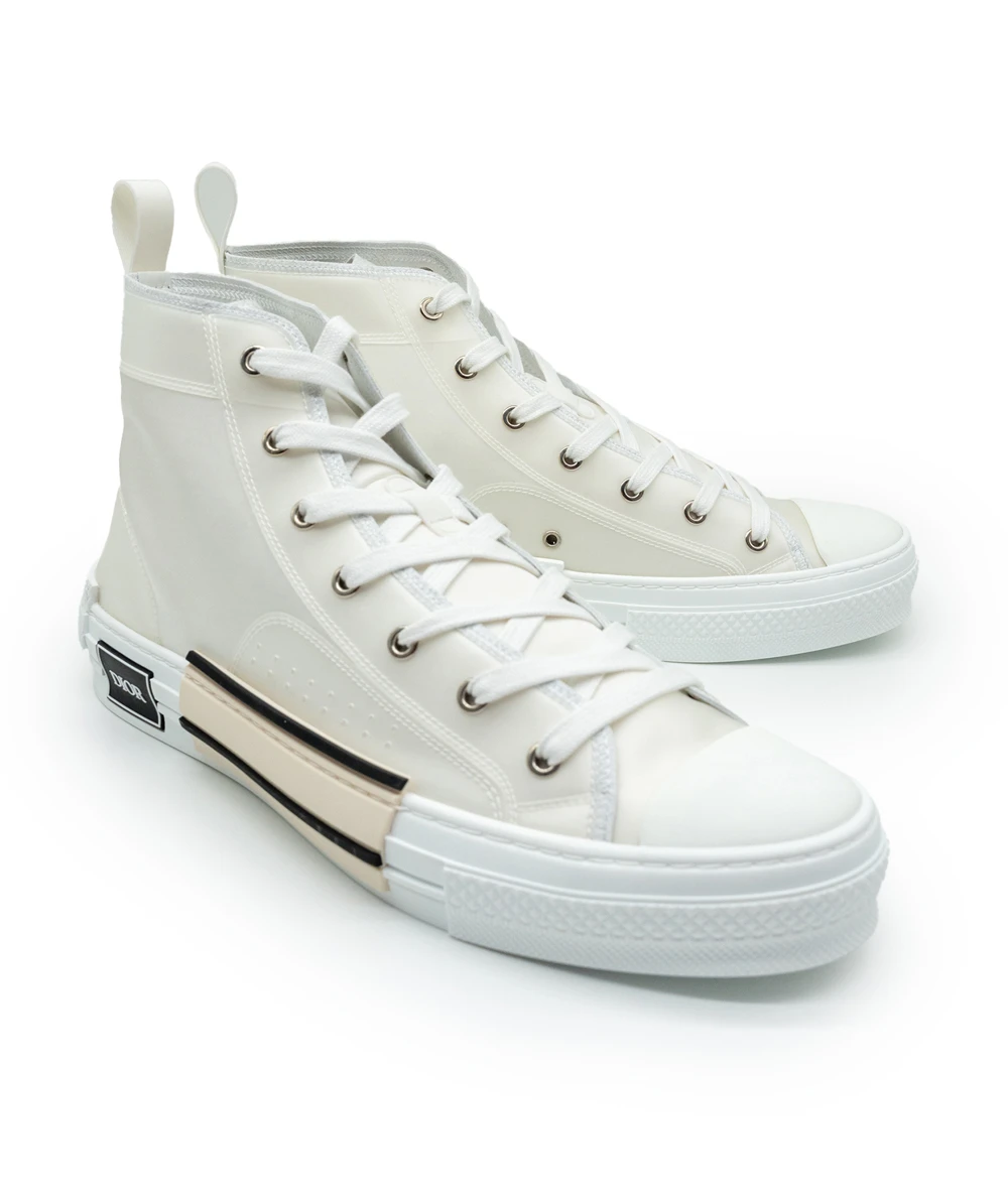 Dior Size 44 White Canvas and PVC B23 High Top Sneakers