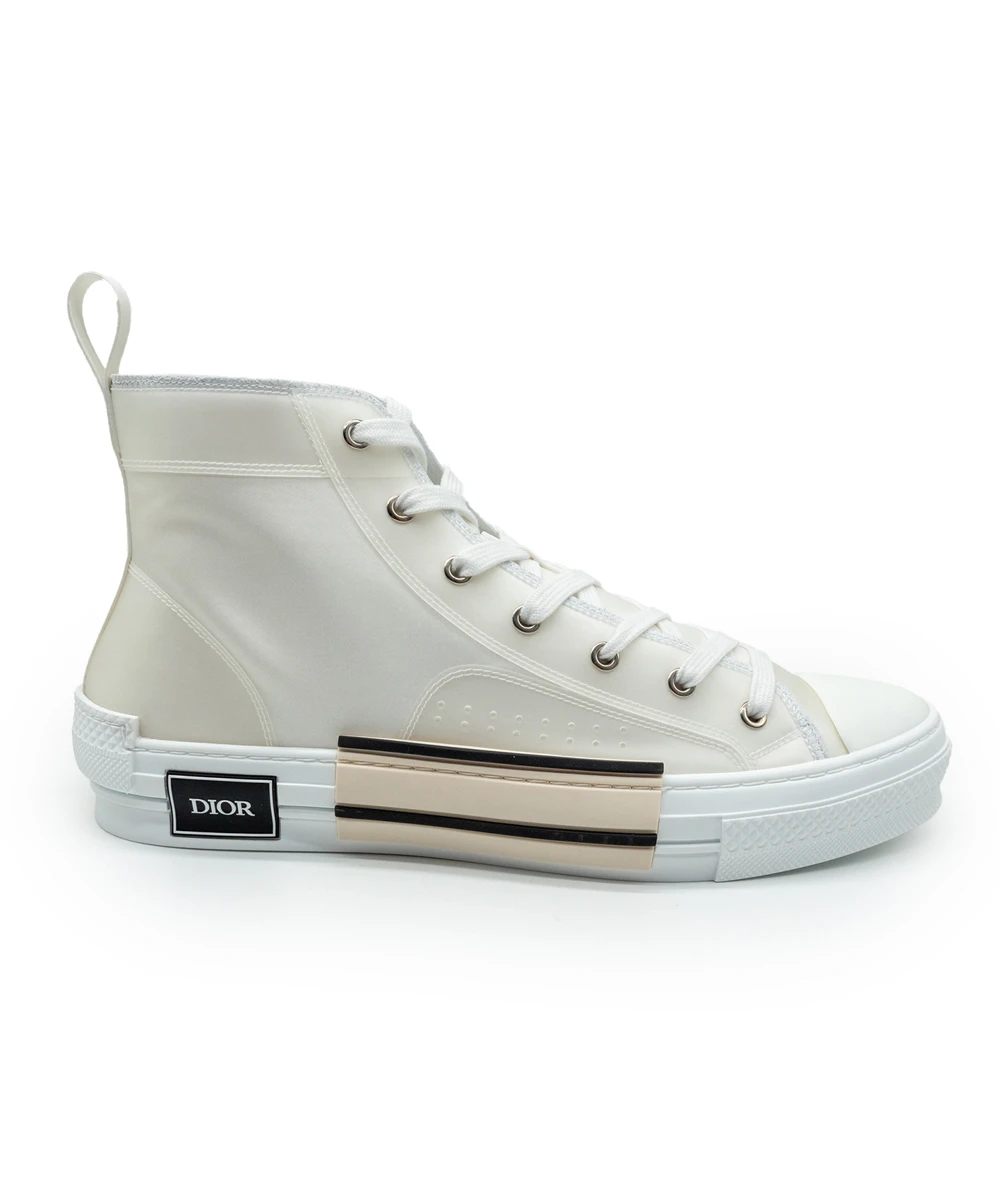 Dior Size 44 White Canvas and PVC B23 High Top Sneakers