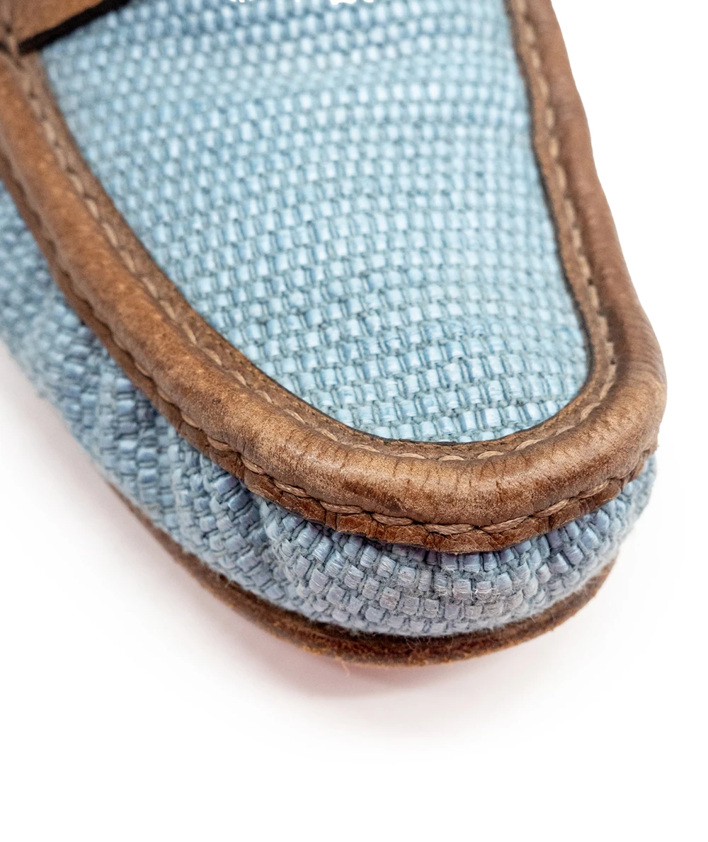 Gucci Blue/Brown Denim Fabric And Leather Men's Horsebit Loafers Size 42.5