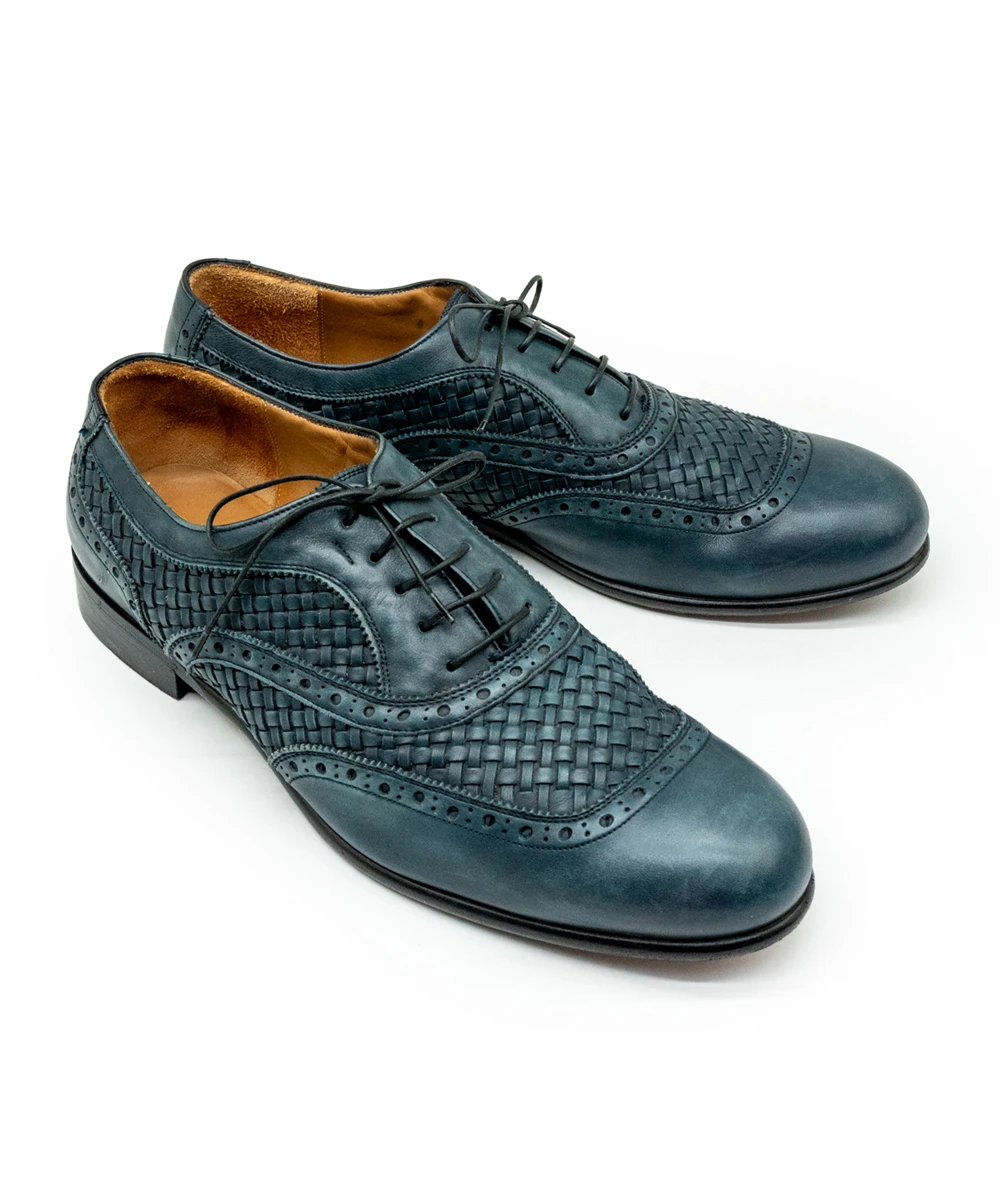 Salvatore Ferragamo Slate Blue Baldo Calf Dress Shoes for Men Size 43