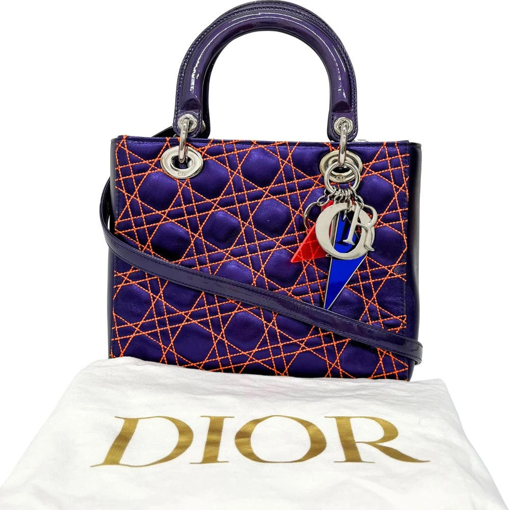 Christian Dior Lady Dior  Anselm Lime Cannage Leather