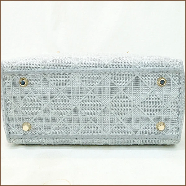 Christian Dior Gray Color Cannage Canvas Medium Lady D- Lite Bag