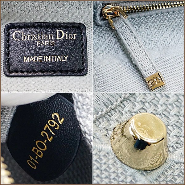 Christian Dior Gray Color Cannage Canvas Medium Lady D- Lite Bag
