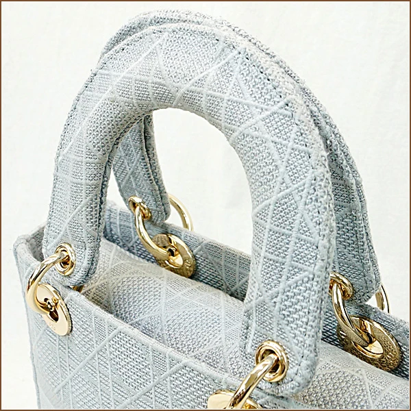 Christian Dior Gray Color Cannage Canvas Medium Lady D- Lite Bag