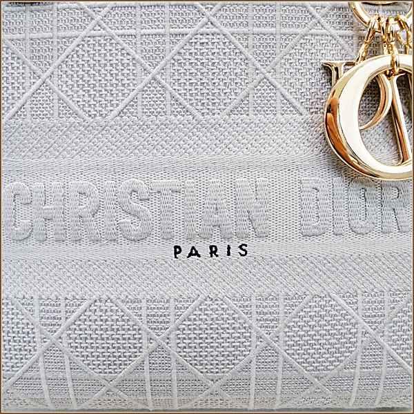 Christian Dior Gray Color Cannage Canvas Medium Lady D- Lite Bag