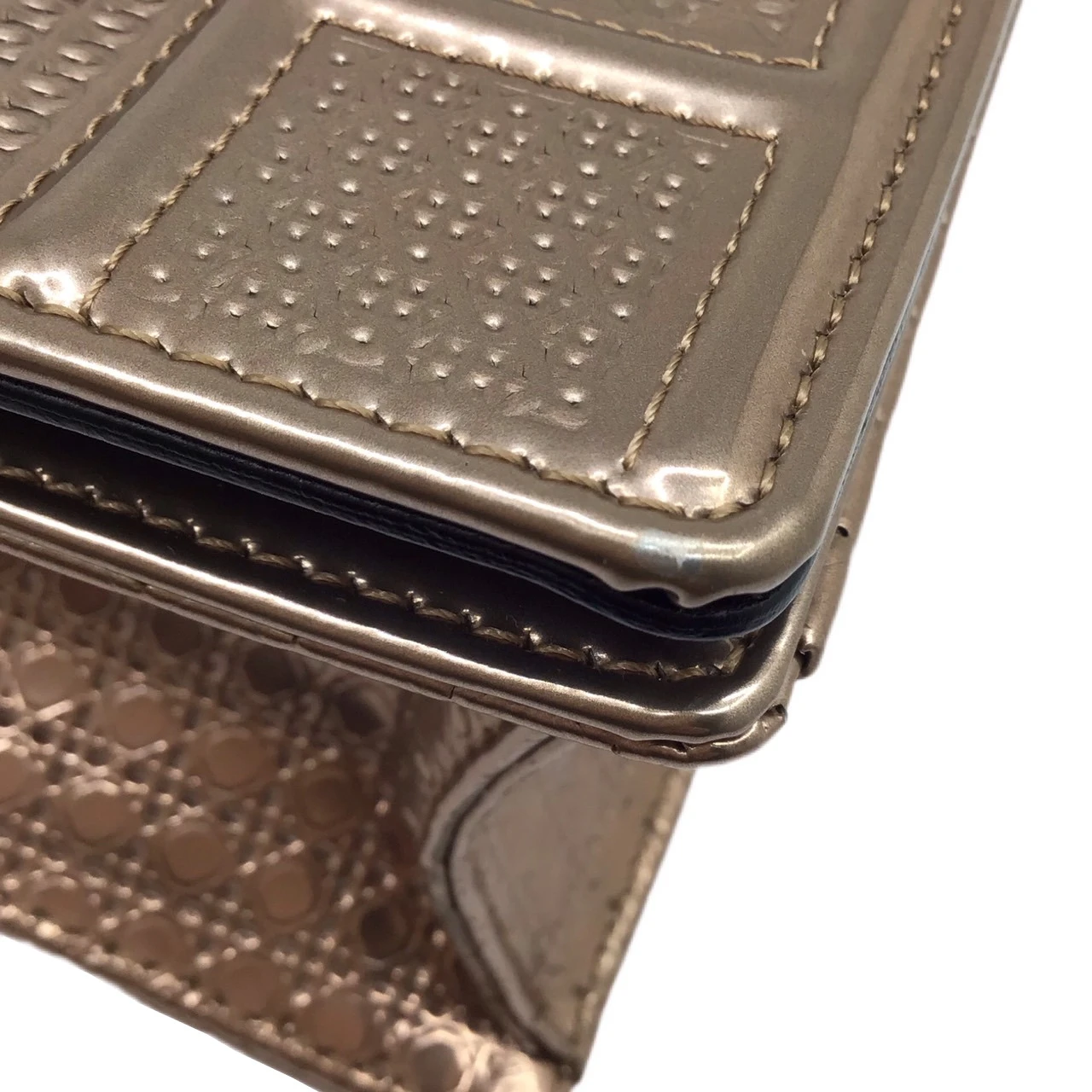 Dior Metallic Rose Gold Micro Cannage Patent Leather Medium Diorama Shoulder Bag