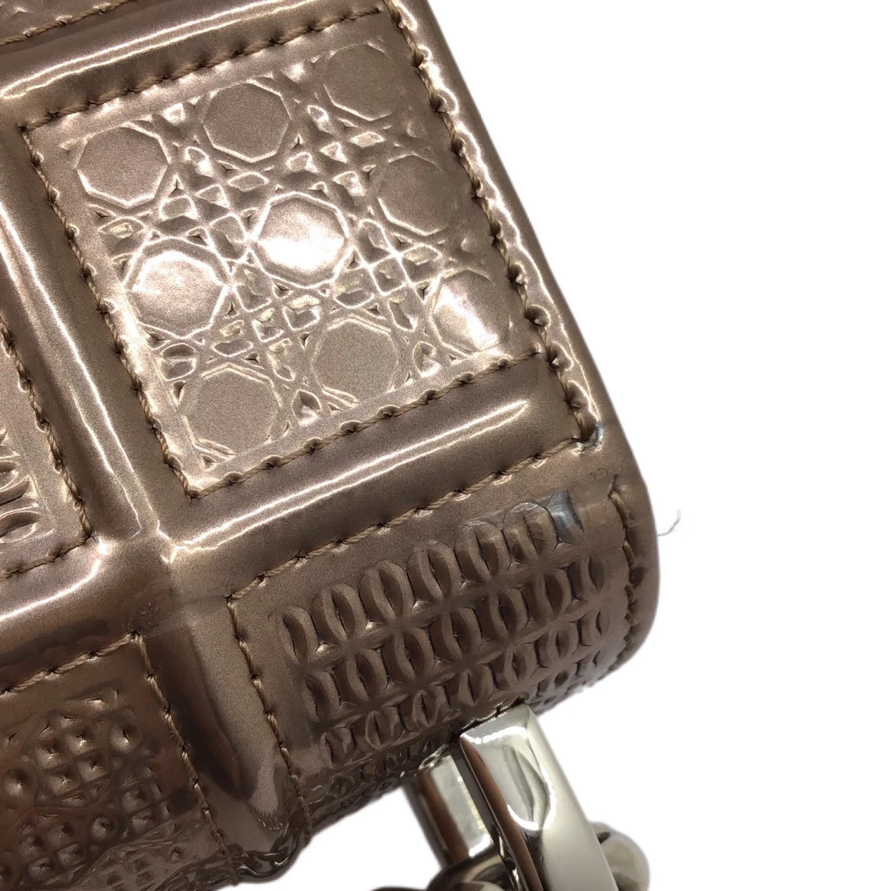 Dior Metallic Rose Gold Micro Cannage Patent Leather Medium Diorama Shoulder Bag