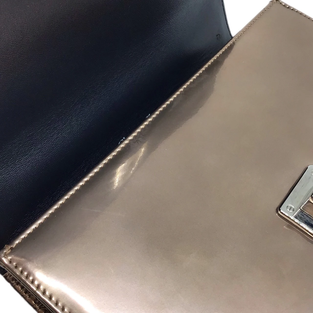 Dior Metallic Rose Gold Micro Cannage Patent Leather Medium Diorama Shoulder Bag