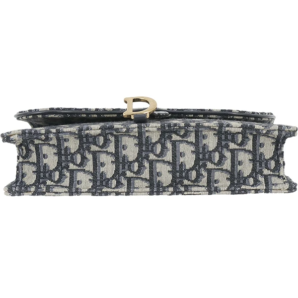 Dior Saddle Wallet on Chain in Blue Dior Oblique Jacquard