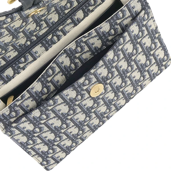 Dior Saddle Wallet on Chain in Blue Dior Oblique Jacquard