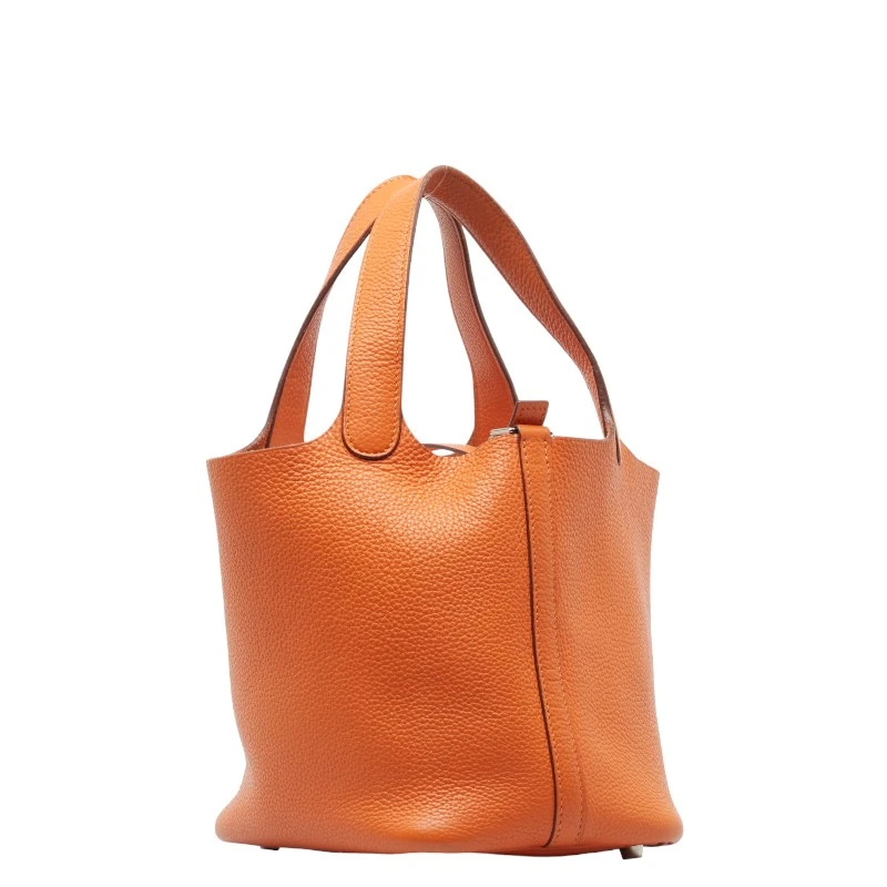 Hermes Picotin Lock PM Orange Color Taurillon Clemence Handbag with Palladium Hardware
