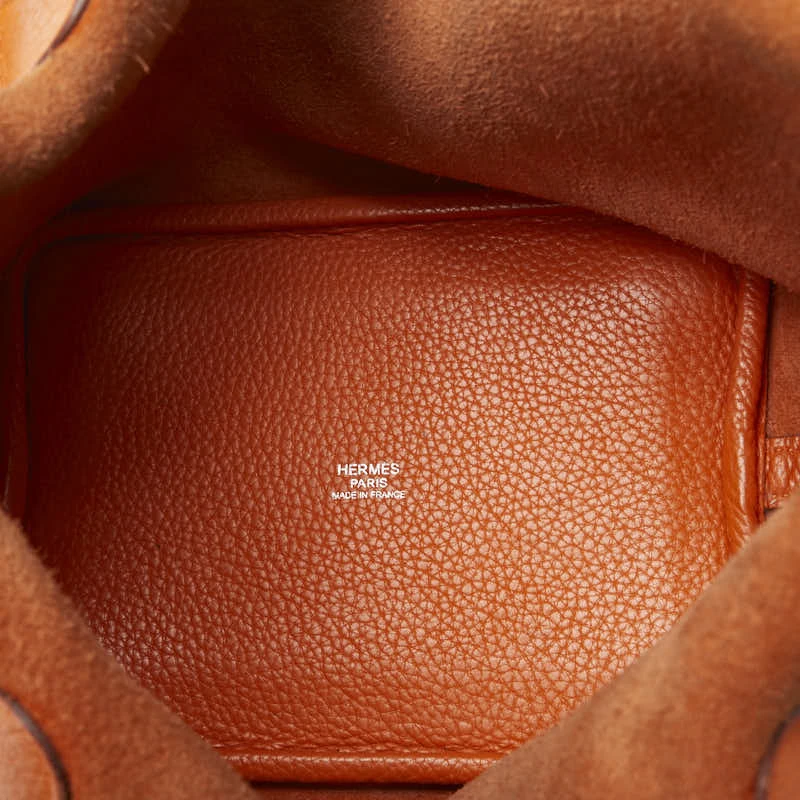 Hermes Picotin Lock PM Orange Color Taurillon Clemence Handbag with Palladium Hardware
