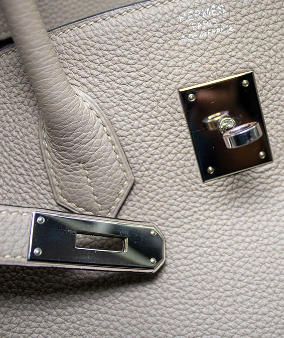 Hermes Gris Tourterelle Grey Togo leather Birkin 35 Handbag With Palladium Hardware