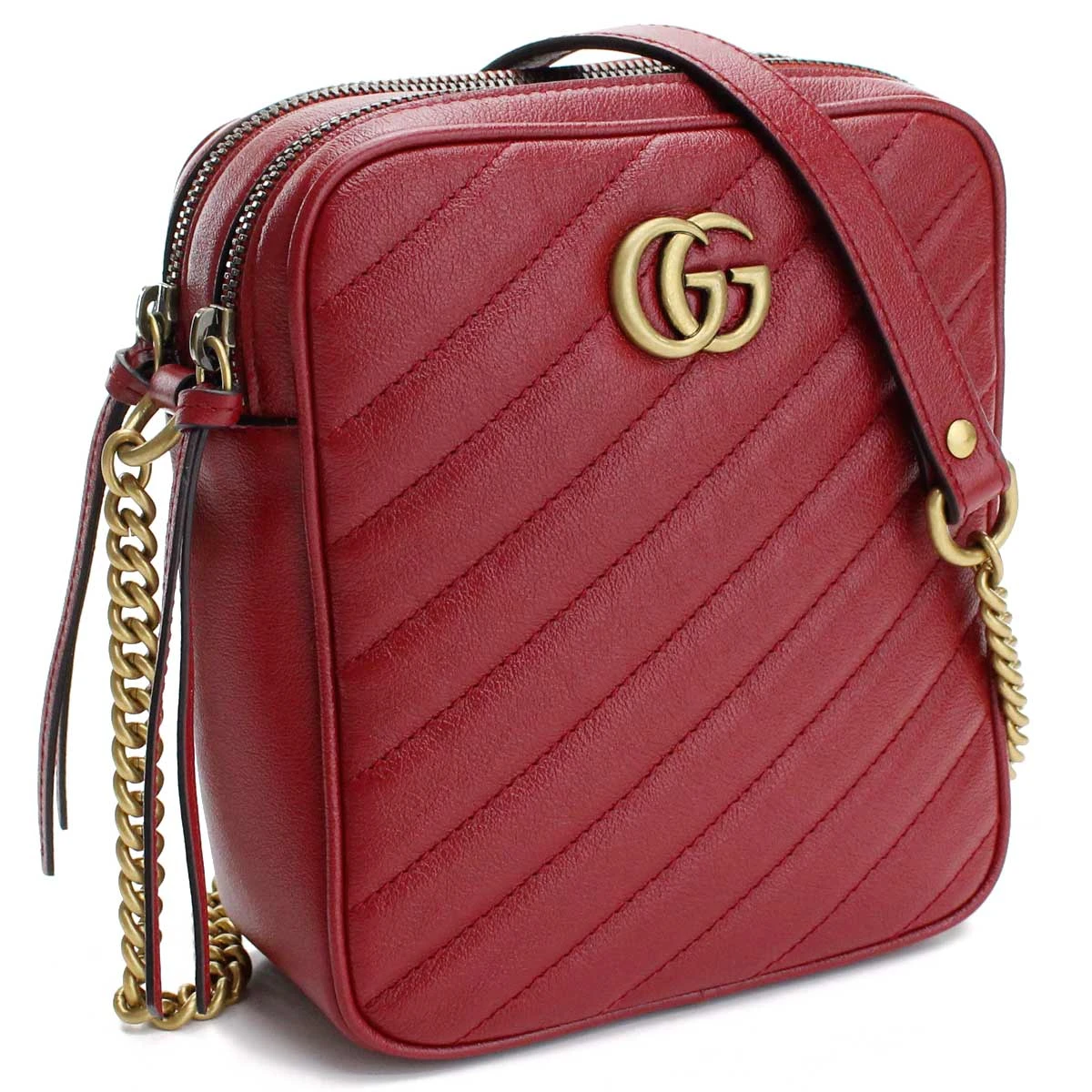 Gucci Red GG Marmont 2.0 Diagonal Shoulder Bag