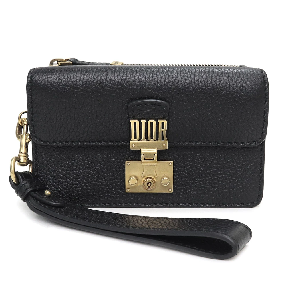 Christian Dior Black Calfskin Leather Addict Clutch Bag