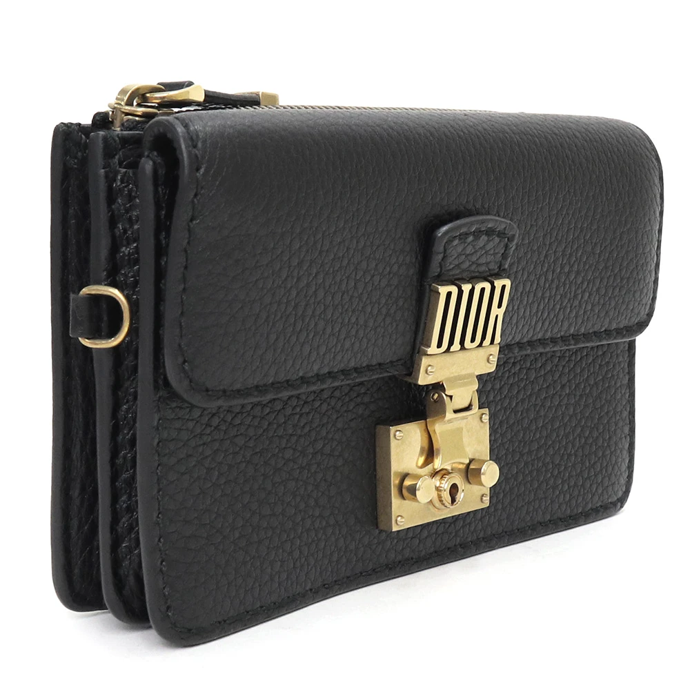 Christian Dior Black Calfskin Leather Addict Clutch Bag