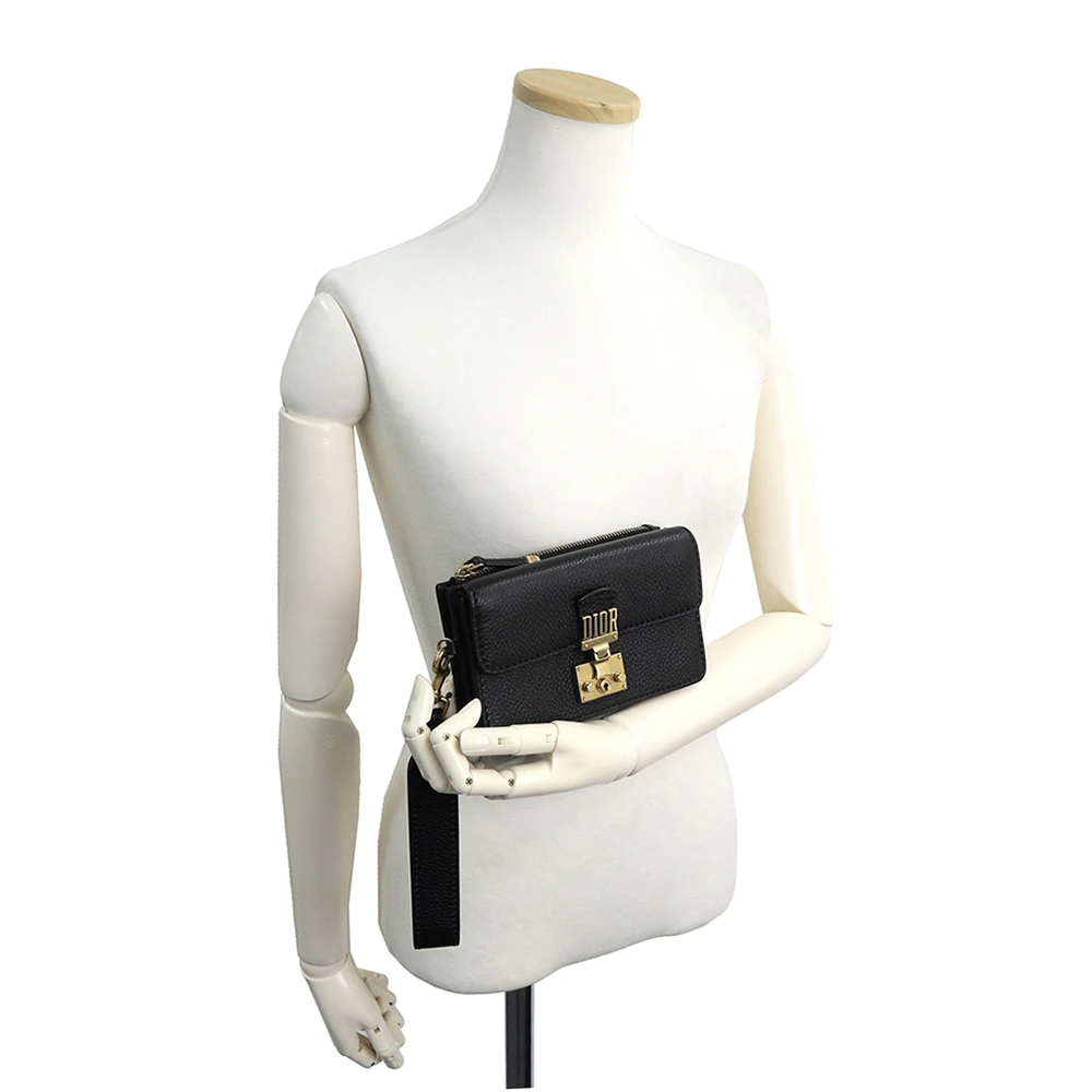 Christian Dior Black Calfskin Leather Addict Clutch Bag