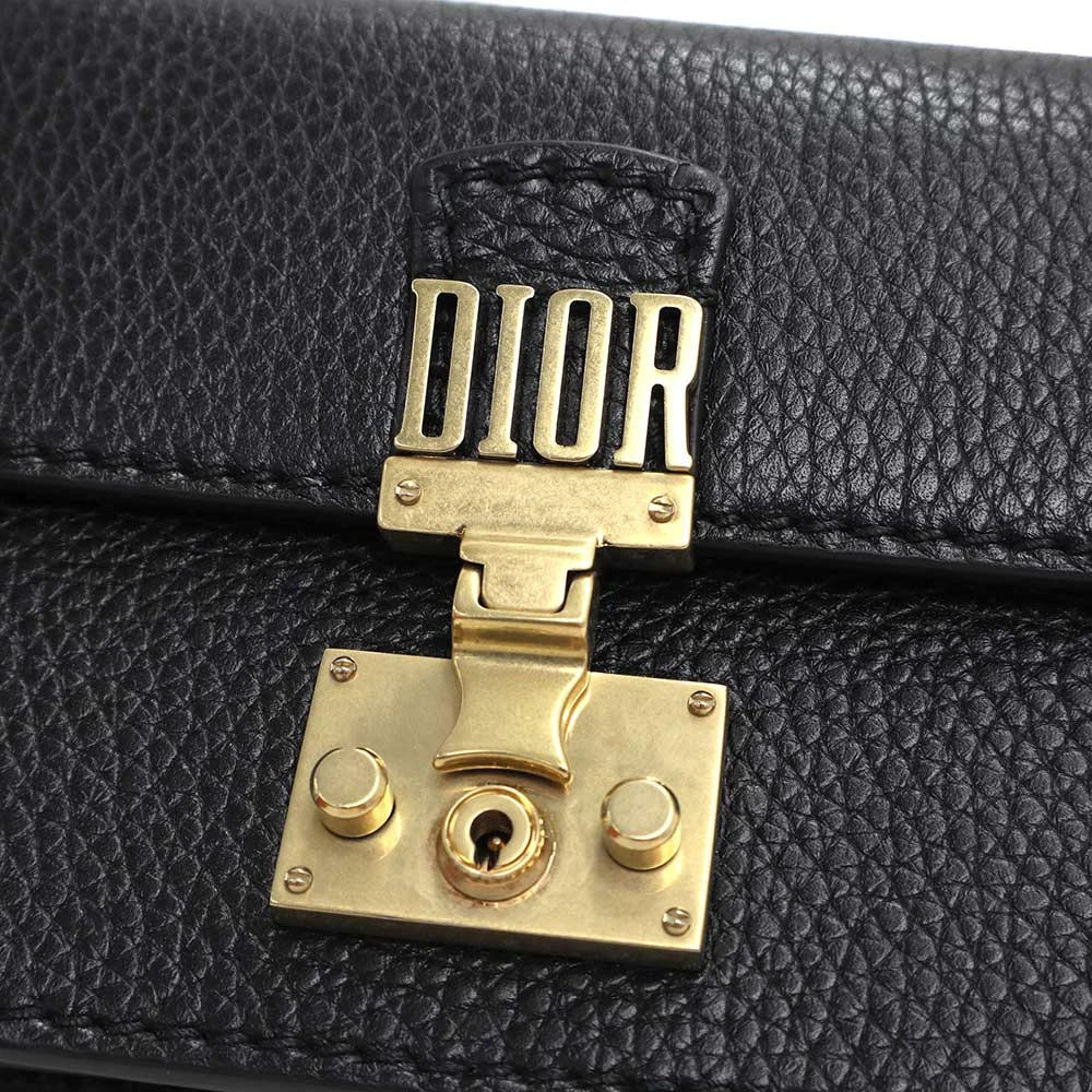Christian Dior Black Calfskin Leather Addict Clutch Bag
