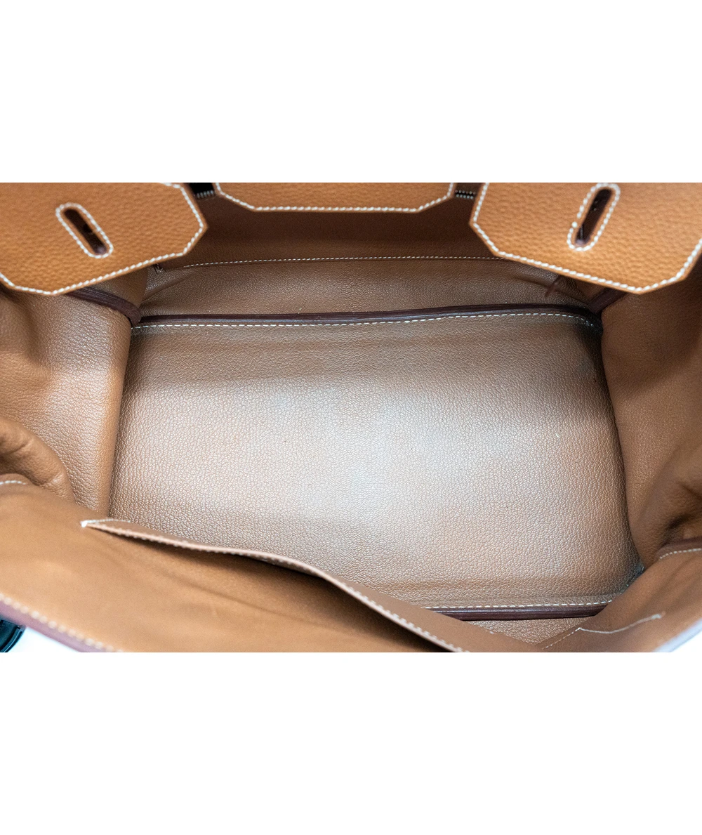 Hermes Birkin (Stamp O) Size 35 Togo Leather handbag in Gold with Palladium Hardware