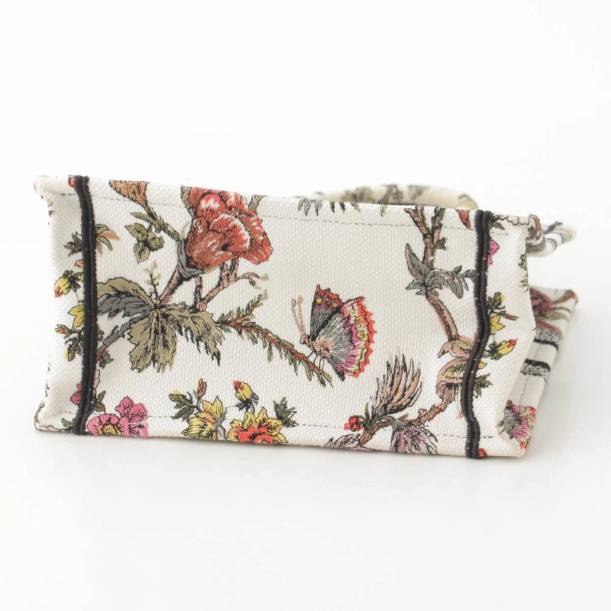 Christian Dior White Book Tote Small Jardin Botanique Canvas Flower Bag