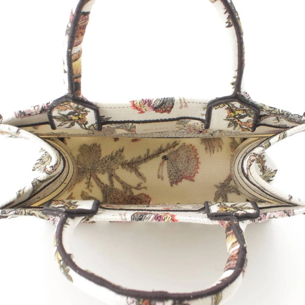 Christian Dior White Book Tote Small Jardin Botanique Canvas Flower Bag