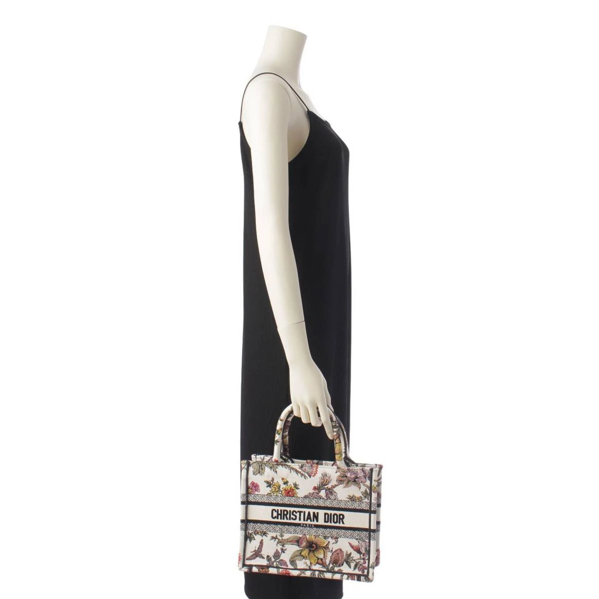 Christian Dior White Book Tote Small Jardin Botanique Canvas Flower Bag
