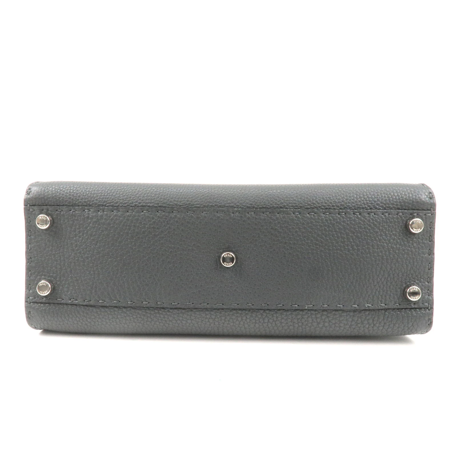 Fendi Grey Selleria Leather Medium Peekaboo Top Handle Bag