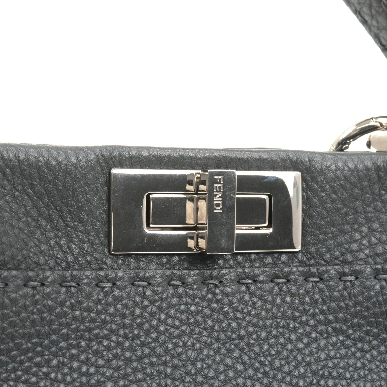 Fendi Grey Selleria Leather Medium Peekaboo Top Handle Bag
