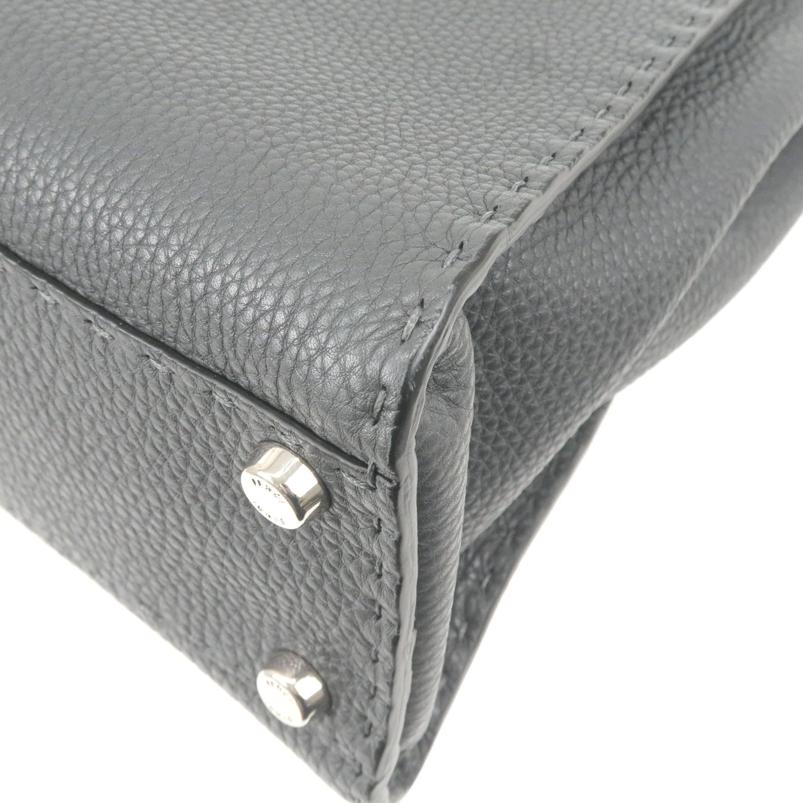 Fendi Grey Selleria Leather Medium Peekaboo Top Handle Bag