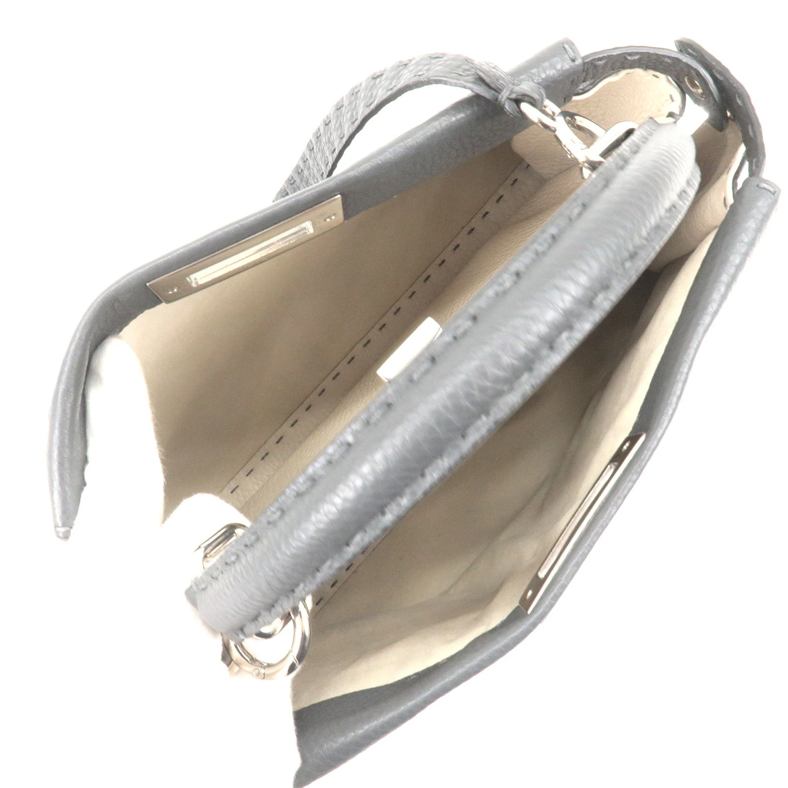 Fendi Grey Selleria Leather Medium Peekaboo Top Handle Bag
