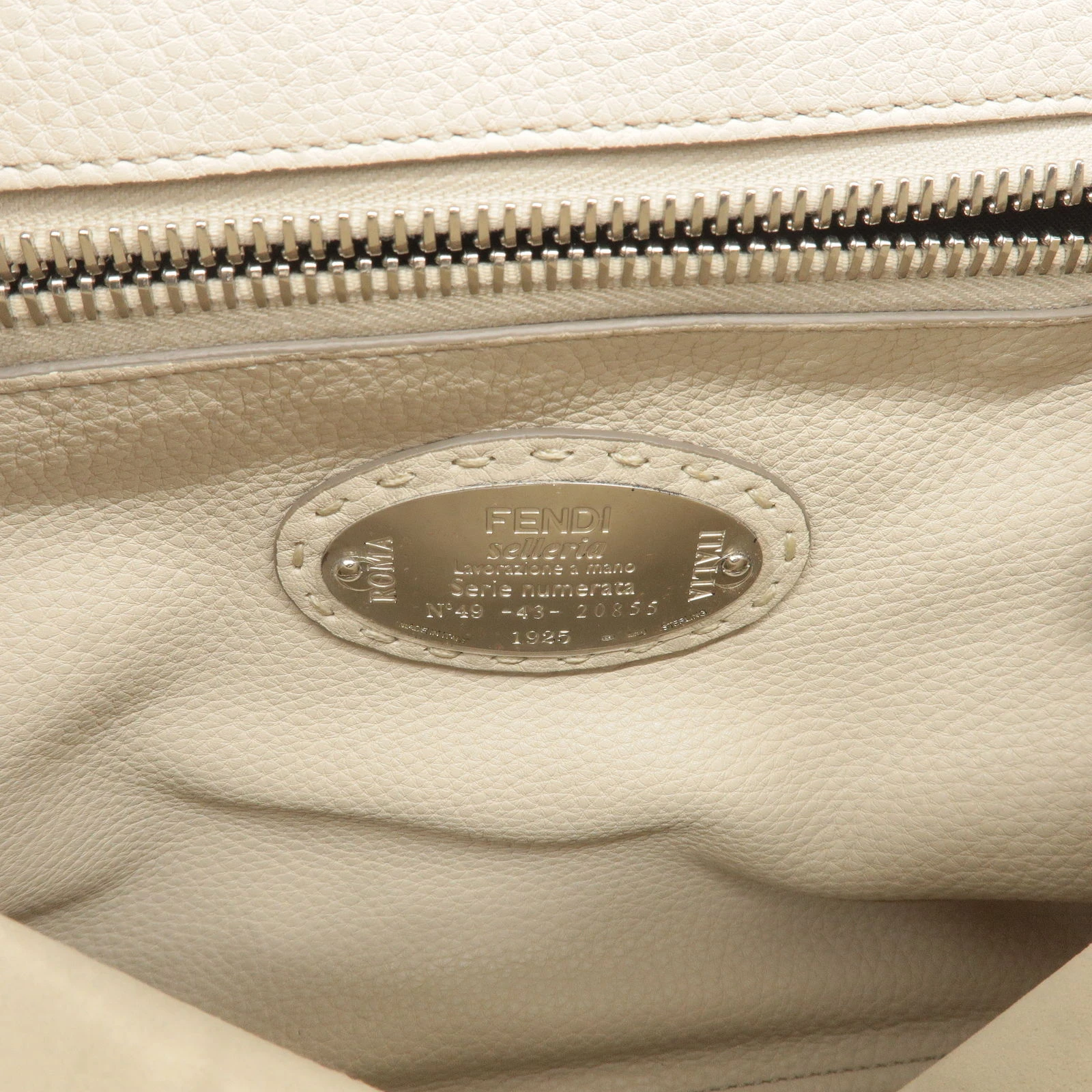 Fendi Grey Selleria Leather Medium Peekaboo Top Handle Bag