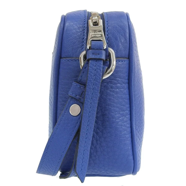 Prada Blue Calfskin Mini Zip Crossbody Bag